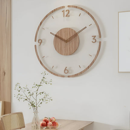 Duży, nowoczesny zegar ścienny z cichym mechanizmem – naturalny, drewniany design do stylowych wnętrz 0