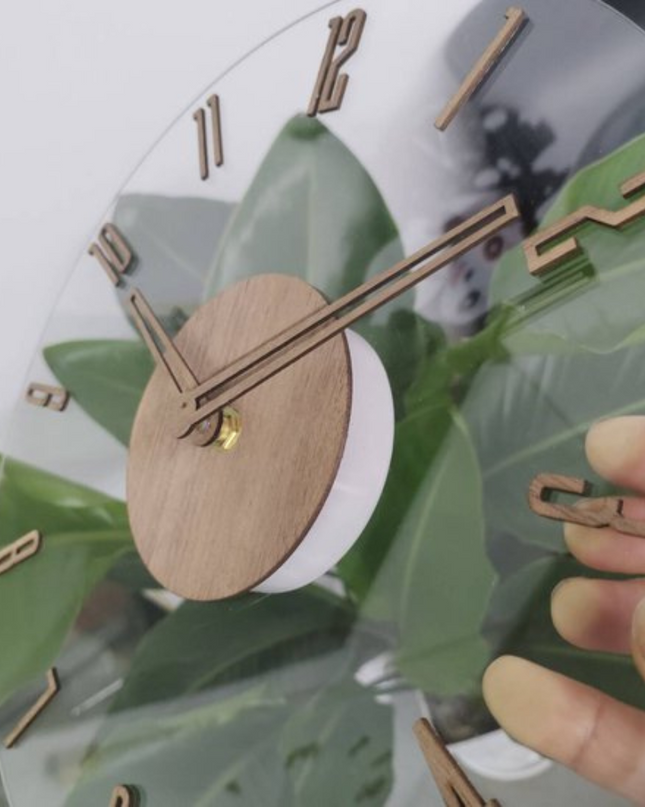 Duży, nowoczesny zegar ścienny z cichym mechanizmem – naturalny, drewniany design do stylowych wnętrz 3