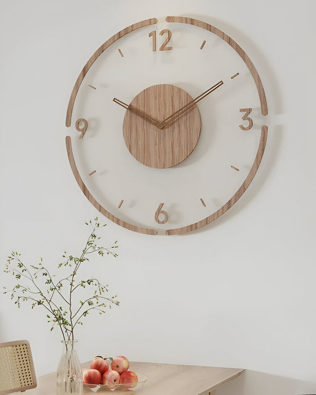 Duży, nowoczesny zegar ścienny z cichym mechanizmem – naturalny, drewniany design do stylowych wnętrz 4