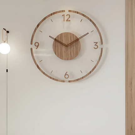 Duży, nowoczesny zegar ścienny z cichym mechanizmem – naturalny, drewniany design do stylowych wnętrz 8