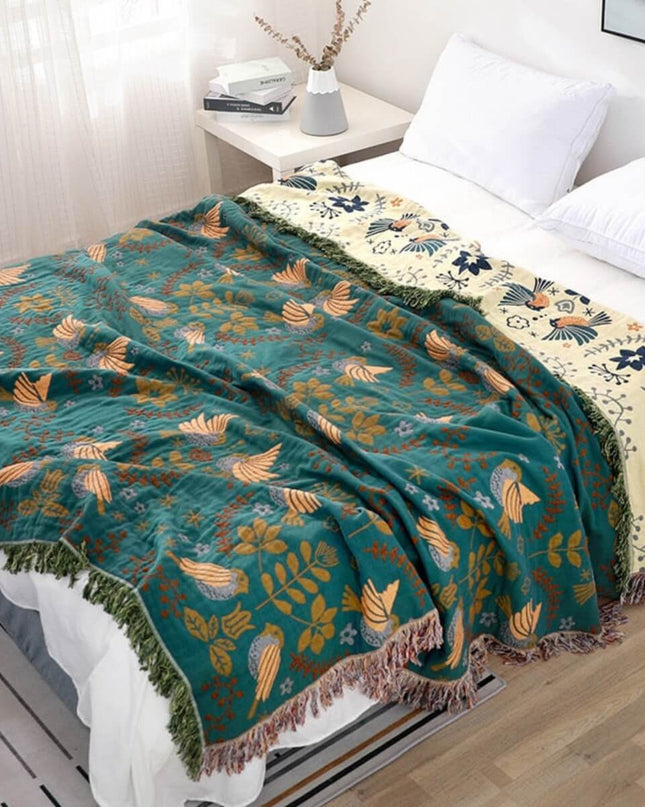 Dwustronny skandynawski kocyk dla ptaków – wysokiej jakości bawełniana tkanina z dwoma wyjątkowymi wzorami – wszechstronne zastosowanie 1