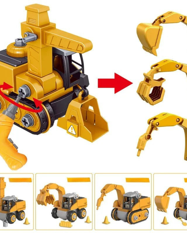 Edukacyjny zestaw do zabawy z pojazdami budowlanymi i śrubokrętem – interaktywna zabawka dla dzieci 1