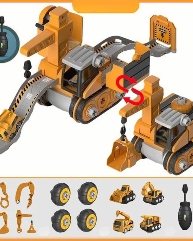 Edukacyjny zestaw do zabawy z pojazdami budowlanymi i śrubokrętem – interaktywna zabawka dla dzieci 3