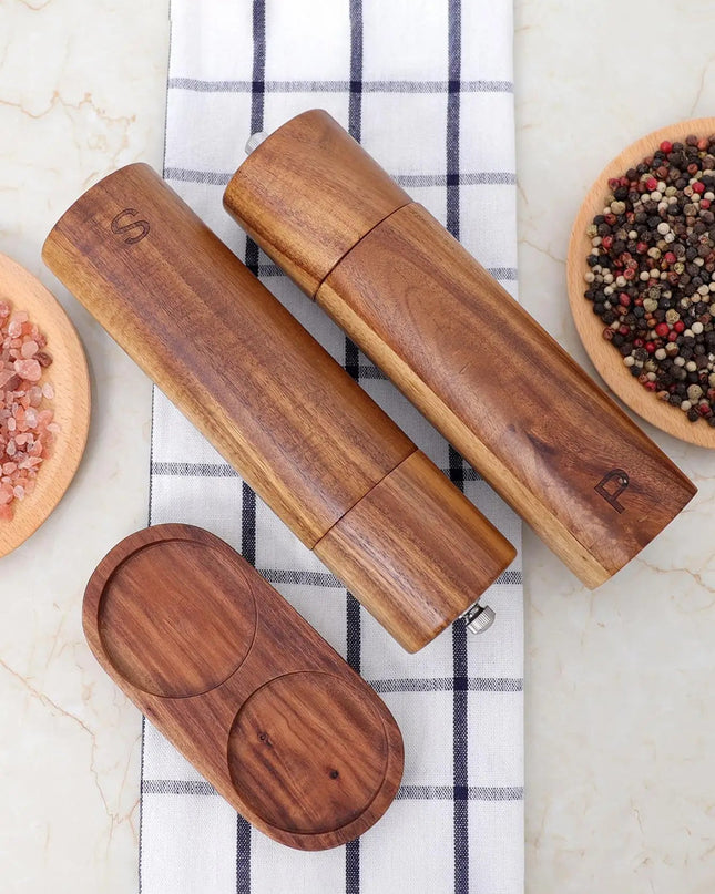EetStijl | Luksusowy drewniany zestaw młynków do soli i pieprzu 1