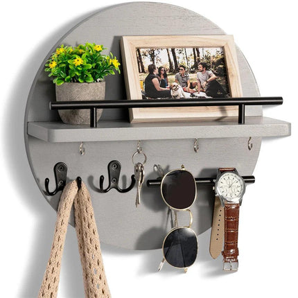 Ekologiczny organizer ścienny z drewna na klucze – okrągły kształt, naturalne wykończenie i łatwy montaż 4