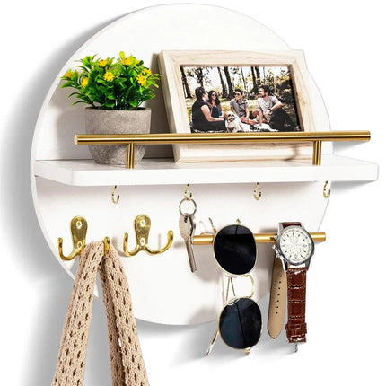 Ekologiczny organizer ścienny z drewna na klucze – okrągły kształt, naturalne wykończenie i łatwy montaż 6