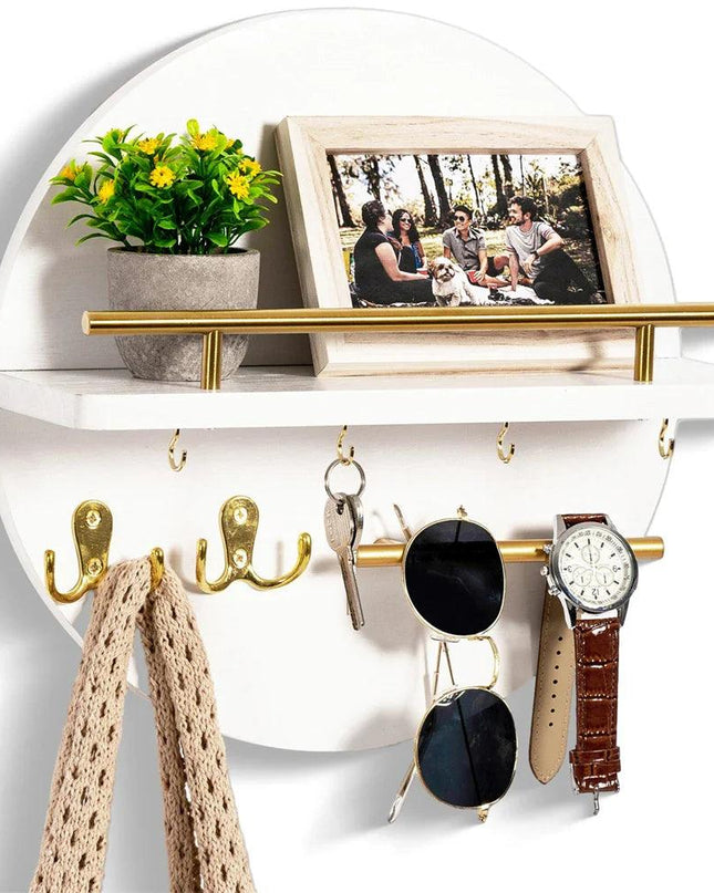 Ekologiczny organizer ścienny z drewna na klucze – okrągły kształt, naturalne wykończenie i łatwy montaż 6