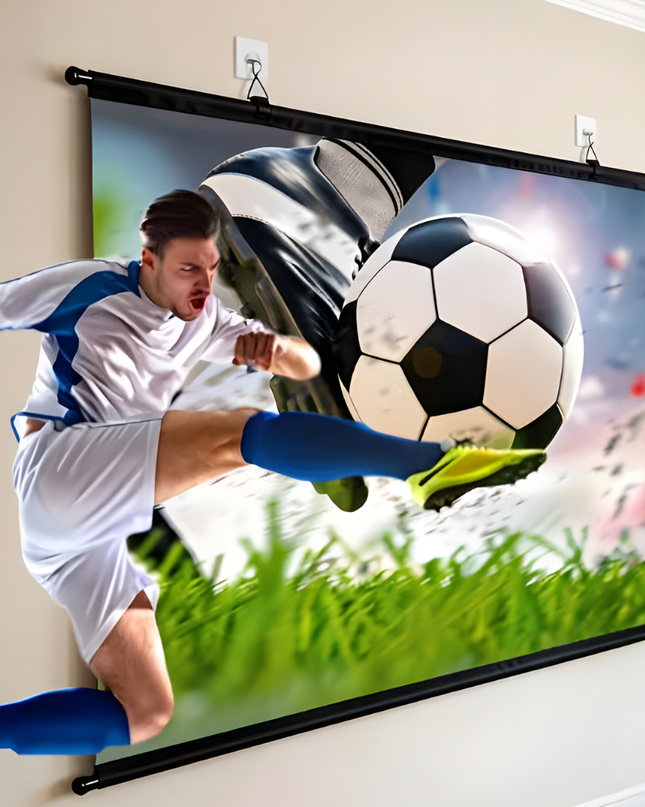 Ekran projekcyjny HD z obsługą 4K – stały, panoramiczny ekran poliestrowy 16:9 do kina domowego 0