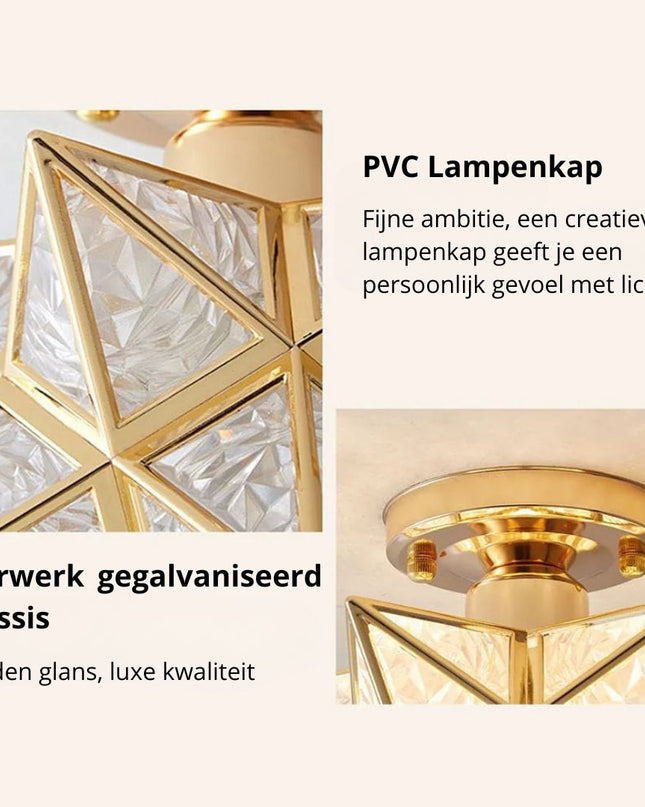 Elegancka Lampa Sufitowa w Kształcie Gwiazdy z Złotym Wykończeniem – Kompaktowa Lampa Sufitowa do Sypialni i Salonu 6