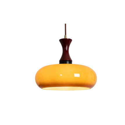 Elegancka Lampa Wisząca Retro ze Szkła i Drewna – Stylowe Oświetlenie do Salonu i Jadalni 1