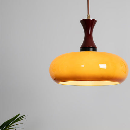Elegancka Lampa Wisząca Retro ze Szkła i Drewna – Stylowe Oświetlenie do Salonu i Jadalni 3