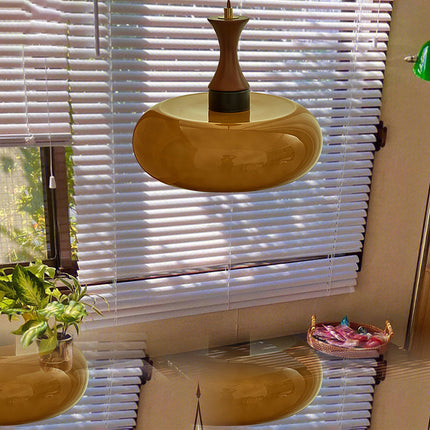 Elegancka Lampa Wisząca Retro ze Szkła i Drewna – Stylowe Oświetlenie do Salonu i Jadalni 7