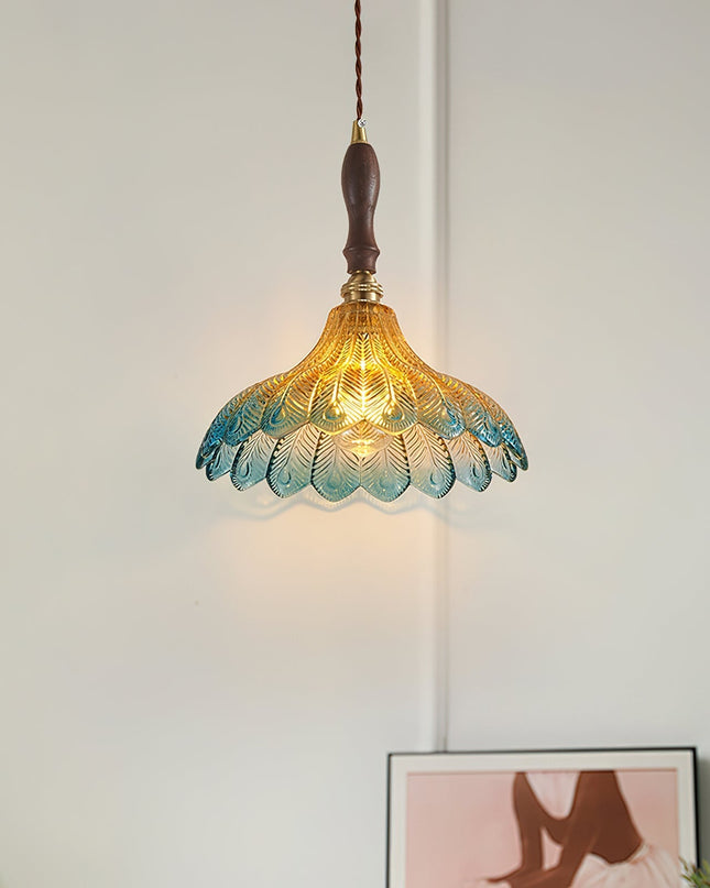 Elegancka Lampa Wisząca Vintage z Szklanym Kloszem – Niebieska, Przezroczysta, Idealna do Salonu i Nad Stół 3