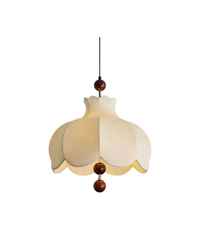 Elegancka Lampa Wisząca Vintage z Tkaniny i Drewnianymi Koralikami do Salonu i Jadalni – Lampa Nad Stół E26/E27 0