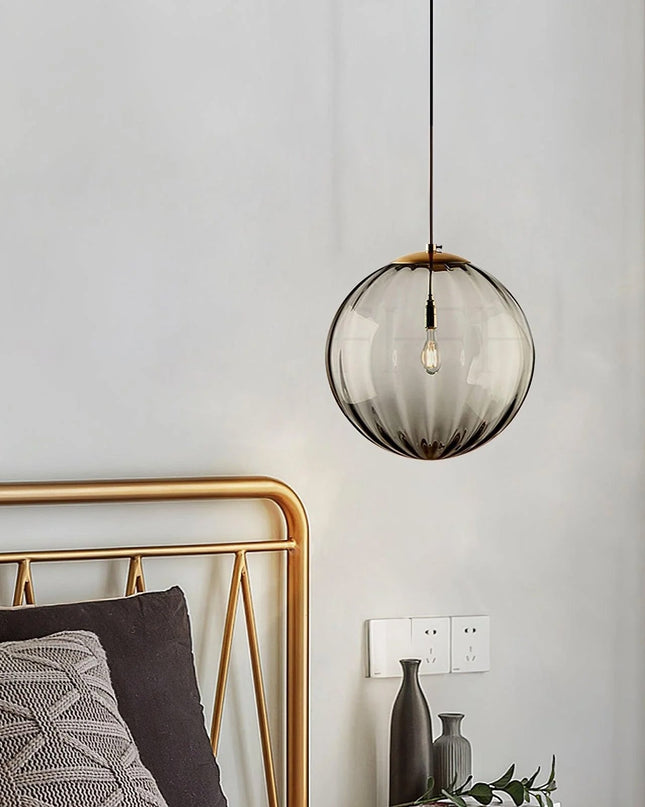 Elegancka Lampa Wisząca z Dmuchanego Szkła – Regulowana Wysokość, Nowoczesny Żyrandol do Salonu w Kolorach Wina Czerwonego, Granatowego i Dymnego Szarego 5