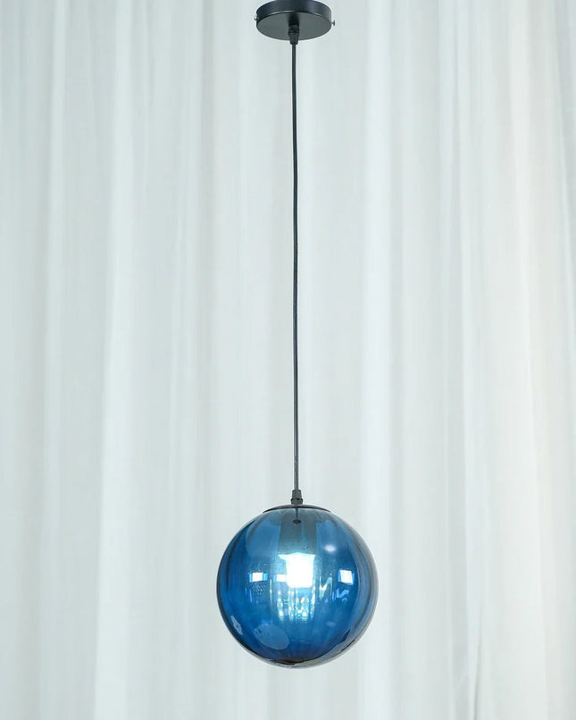 Elegancka Lampa Wisząca z Dmuchanego Szkła – Regulowana Wysokość, Nowoczesny Żyrandol do Salonu w Kolorach Wina Czerwonego, Granatowego i Dymnego Szarego 6