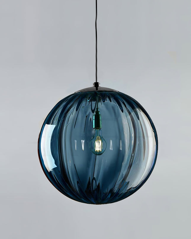 Elegancka Lampa Wisząca z Dmuchanego Szkła – Regulowana Wysokość, Nowoczesny Żyrandol do Salonu w Kolorach Wina Czerwonego, Granatowego i Dymnego Szarego 7