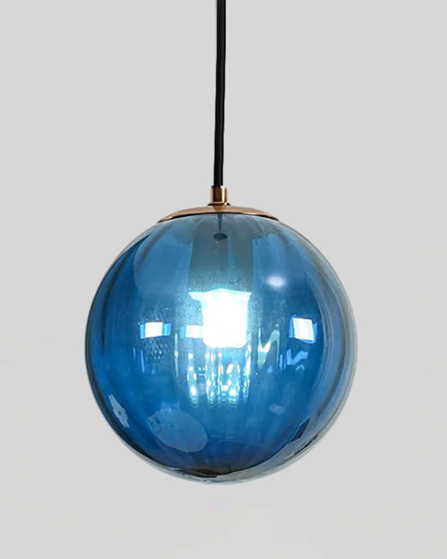 Elegancka Lampa Wisząca z Dmuchanego Szkła – Regulowana Wysokość, Nowoczesny Żyrandol do Salonu w Kolorach Wina Czerwonego, Granatowego i Dymnego Szarego 9