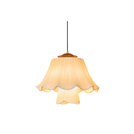 Elegancka Plisowana Lampa Wisząca do Salonu i Jadalni z Ciepłym Światłem, Drewno i Metal 1