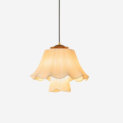 Elegancka Plisowana Lampa Wisząca do Salonu i Jadalni z Ciepłym Światłem, Drewno i Metal 2