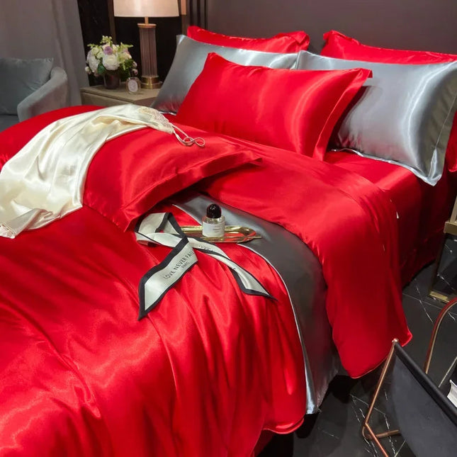 Elegancka Pościel Jedwabna 200x220 z Poszewkami na Poduszki – Luksusowy Zestaw do Sypialni 4