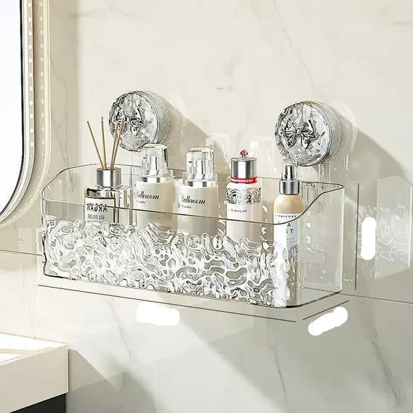 Elegancka Przezroczysta Półka Dekoracyjna do Łazienki i Kuchni – Łatwy Montaż, Wymiary 29.5 × 9.5 × 10.5 cm 3