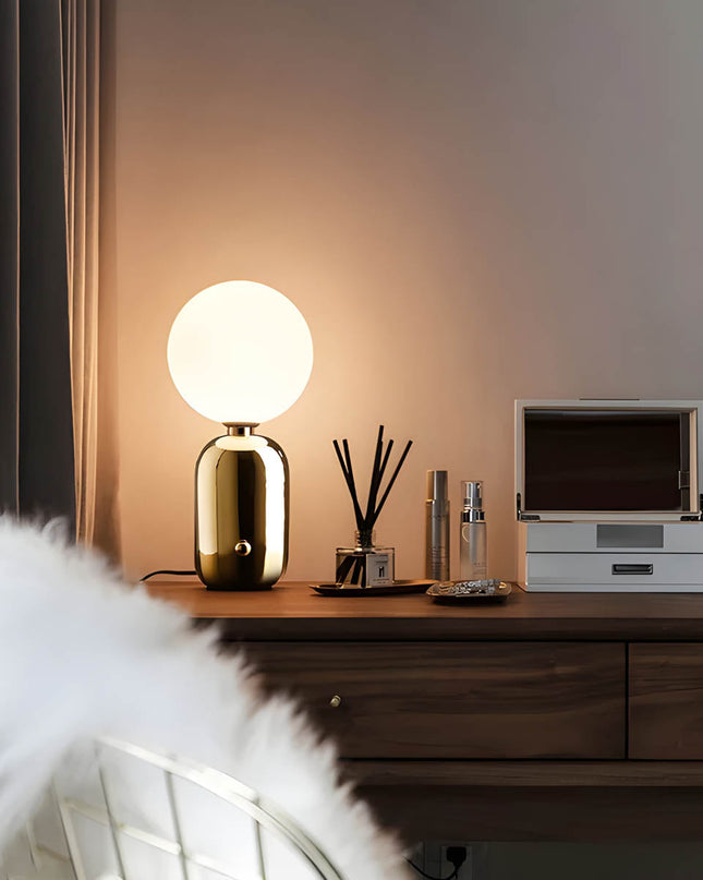 Elegancka Szklana Lampa Stołowa z Aluminium – Złote Wykończenie do Salonu i Sypialni 4