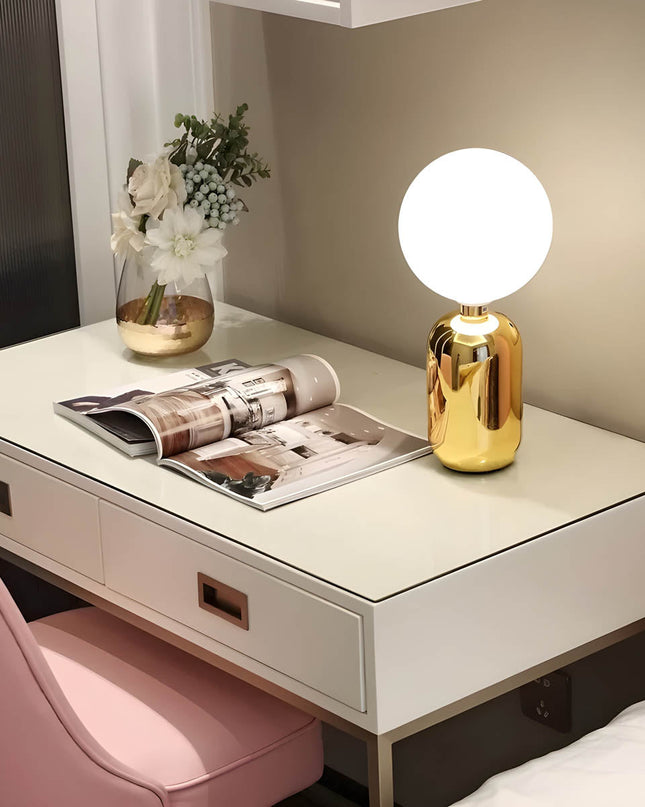 Elegancka Szklana Lampa Stołowa z Aluminium – Złote Wykończenie do Salonu i Sypialni 6