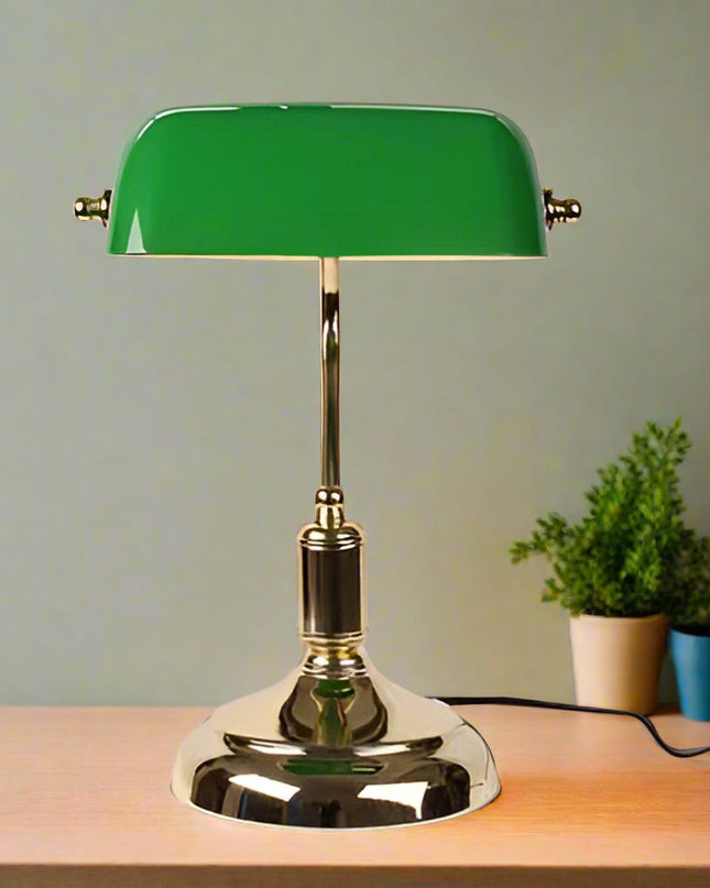 Elegancka Szklana Lampa Stołowa z Metalową Podstawą – Klasyczna Lampa Stołowa do Salonu, E27, 28 cm Wysokości 2
