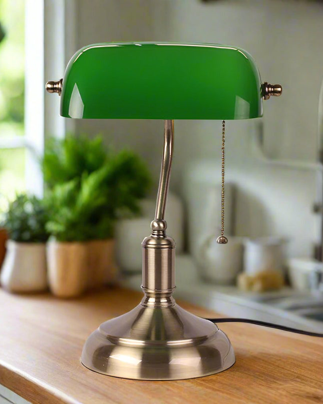 Elegancka Szklana Lampa Stołowa z Metalową Podstawą – Klasyczna Lampa Stołowa do Salonu, E27, 28 cm Wysokości 5