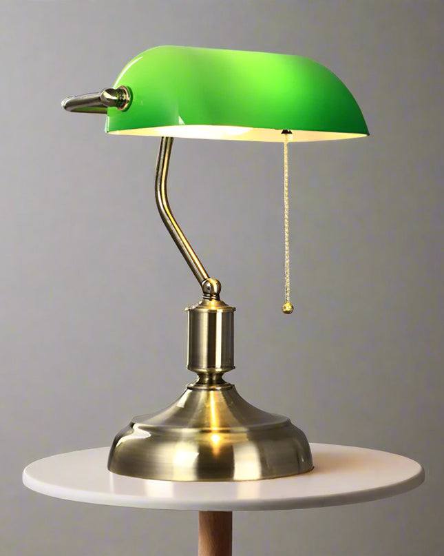 Elegancka Szklana Lampa Stołowa z Metalową Podstawą – Klasyczna Lampa Stołowa do Salonu, E27, 28 cm Wysokości 6