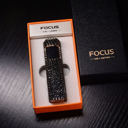 Elegancka Zapalniczka Elektryczna z Rhinestone – Stylowe Akcesorium Akumulatorowe z Ładowaniem USB, Kompaktowa i Lekka 10
