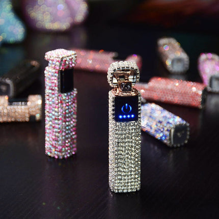 Elegancka Zapalniczka Elektryczna z Rhinestone – Stylowe Akcesorium Akumulatorowe z Ładowaniem USB, Kompaktowa i Lekka 5