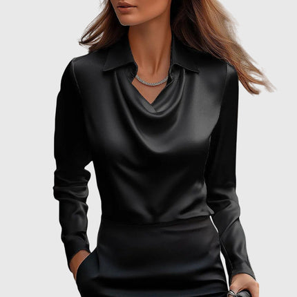 Elegancka bluzka z pochlebnym drapowaniem i zwiewnym krojem dla kobiet - Luxe Shine Versatile Style 2