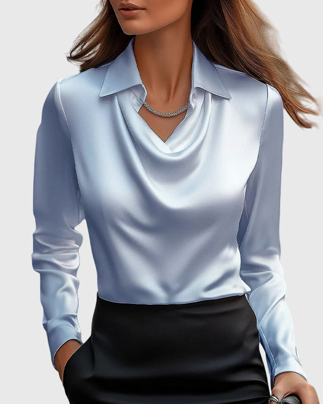 Elegancka bluzka z pochlebnym drapowaniem i zwiewnym krojem dla kobiet - Luxe Shine Versatile Style 3
