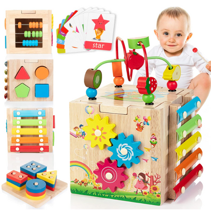 Elegancka kostka aktywności Montessori 8 w 1 Rozwój i zabawa malucha 0