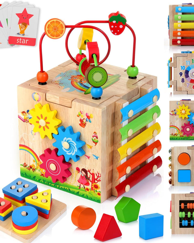 Elegancka kostka aktywności Montessori 8 w 1 Rozwój i zabawa malucha 1