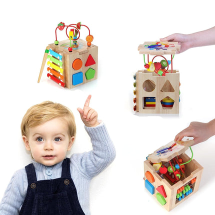 Elegancka kostka aktywności Montessori 8 w 1 Rozwój i zabawa malucha 2