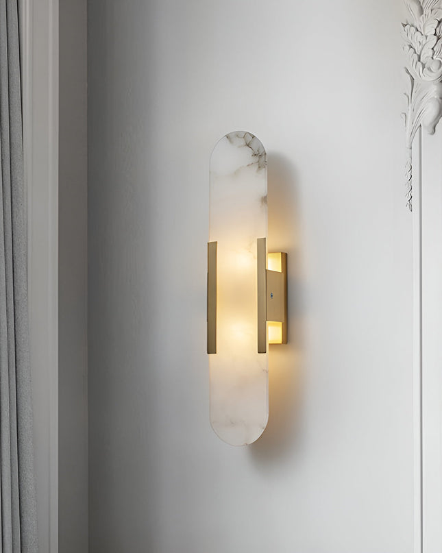 Elegancki Kinkiet Ścienny Alabastrowy z Mosiężnymi Akcentami – Nowoczesny Design do Sypialni i Salonu 2