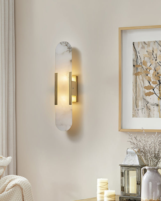 Elegancki Kinkiet Ścienny Alabastrowy z Mosiężnymi Akcentami – Nowoczesny Design do Sypialni i Salonu 3