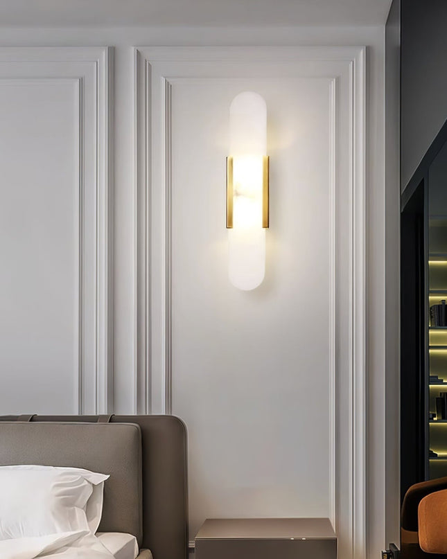 Elegancki Kinkiet Ścienny Alabastrowy z Mosiężnymi Akcentami – Nowoczesny Design do Sypialni i Salonu 6