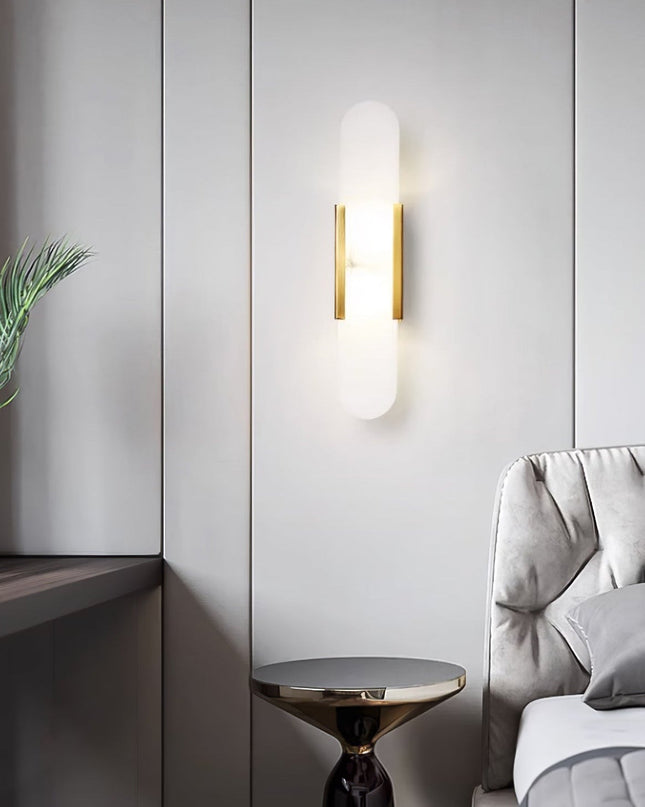 Elegancki Kinkiet Ścienny Alabastrowy z Mosiężnymi Akcentami – Nowoczesny Design do Sypialni i Salonu 7