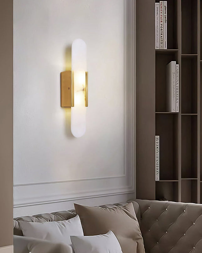 Elegancki Kinkiet Ścienny Alabastrowy z Mosiężnymi Akcentami – Nowoczesny Design do Sypialni i Salonu 8