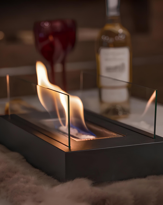 Elegancki Kominek Stołowy ze Szklanym Palnikiem – Nowoczesny Design i Przenośność 0