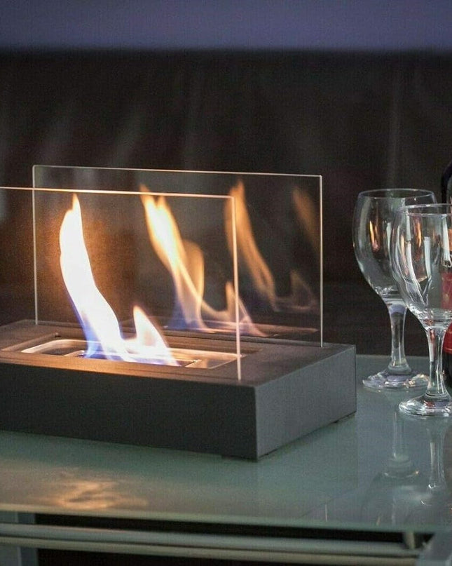 Elegancki Kominek Stołowy ze Szklanym Palnikiem – Nowoczesny Design i Przenośność 2