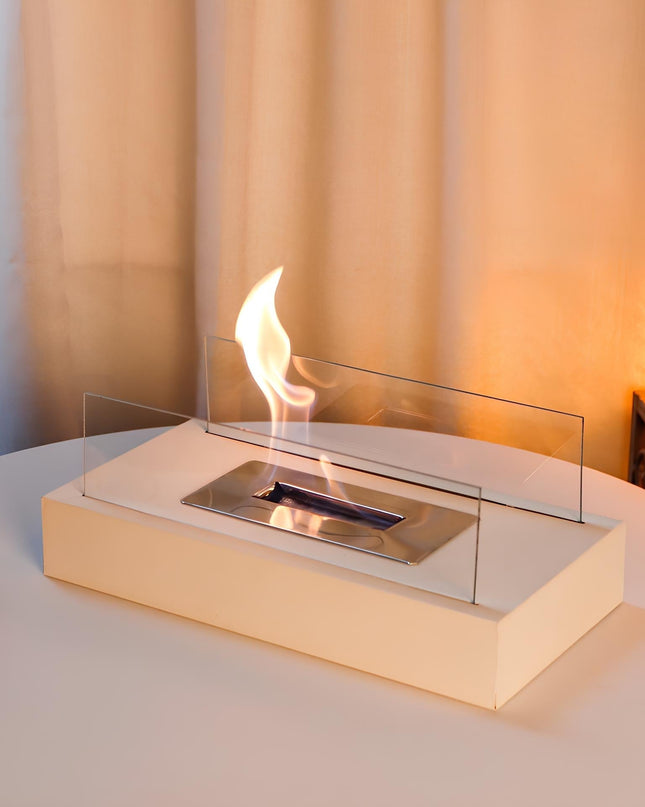 Elegancki Kominek Stołowy ze Szklanym Palnikiem – Nowoczesny Design i Przenośność 3