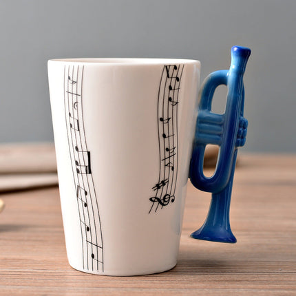 Elegancki Kubek Ceramiczny 12 Uncji z Ilustracjami Instrumentów Muzycznych – Stylowy Ceramiczny Kubek dla Miłośników Muzyki 10