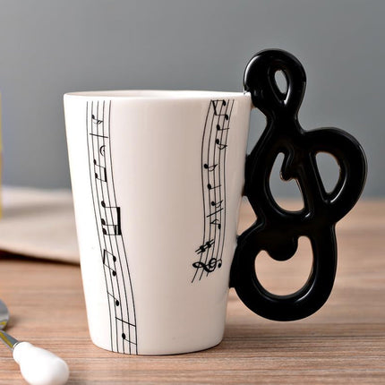 Elegancki Kubek Ceramiczny 12 Uncji z Ilustracjami Instrumentów Muzycznych – Stylowy Ceramiczny Kubek dla Miłośników Muzyki 12