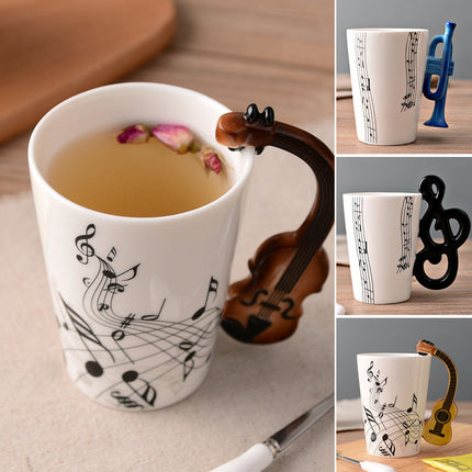 Elegancki Kubek Ceramiczny 12 Uncji z Ilustracjami Instrumentów Muzycznych – Stylowy Ceramiczny Kubek dla Miłośników Muzyki 2