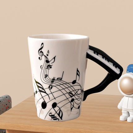Elegancki Kubek Ceramiczny 12 Uncji z Ilustracjami Instrumentów Muzycznych – Stylowy Ceramiczny Kubek dla Miłośników Muzyki 8